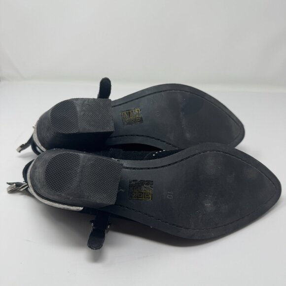 JEFFREY CAMPBELL Calhoun Studded Black Suede Leather Western Bootie Size 10 - Picture 8 of 9